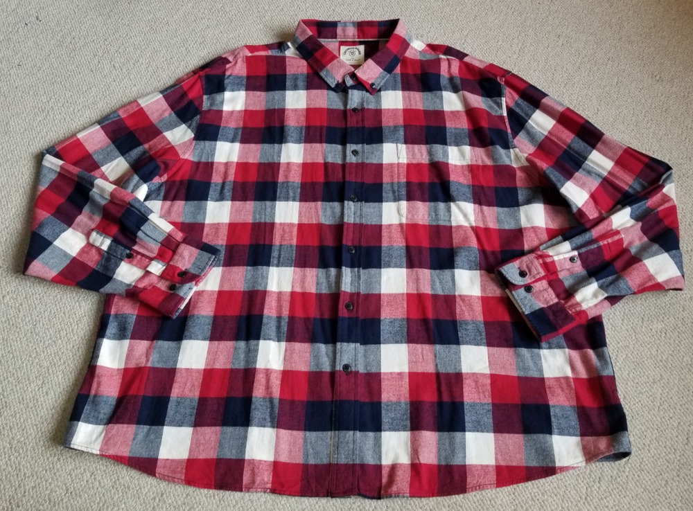 Mens Shirt-CUSTOMIZED VERSION by DUBINIK-red/navy/ivory plaid cotton flannel-4XL